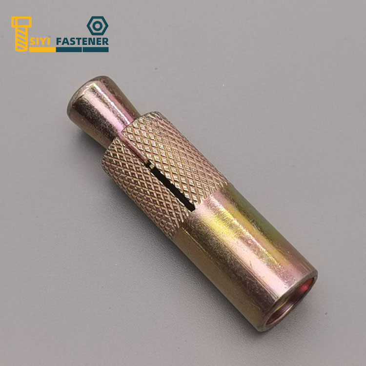 Anclaje de corte chapado en zinc amarillo de acero al carbono con moleteado