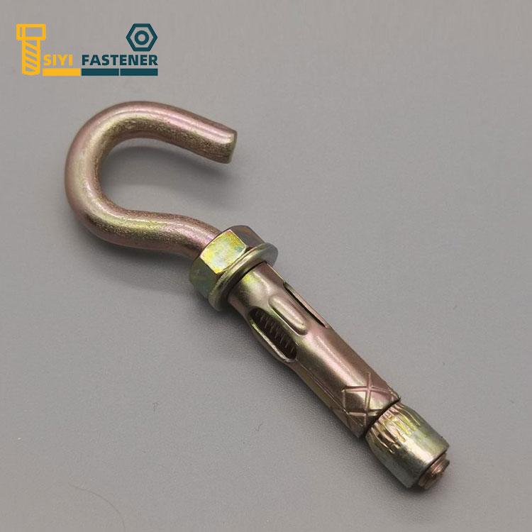 Anclaje de manga galvanizado de acero al carbono con tuerca cónica y gancho en C