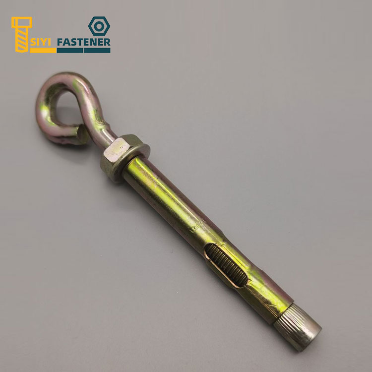 Anclaje de manga galvanizado de acero al carbono con tuerca cónica y gancho en O