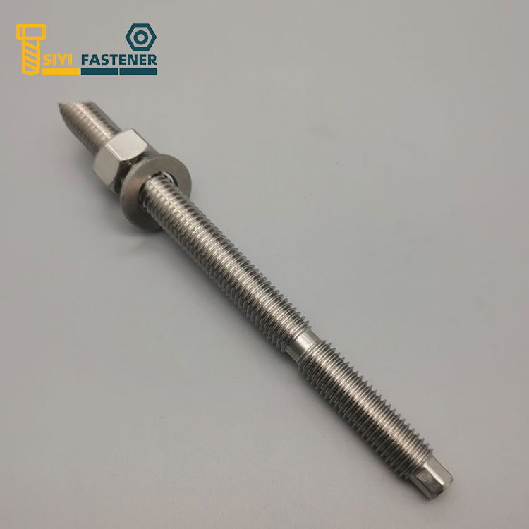 Anclaje químico de acero inoxidable con tuerca hexagonal y arandela
